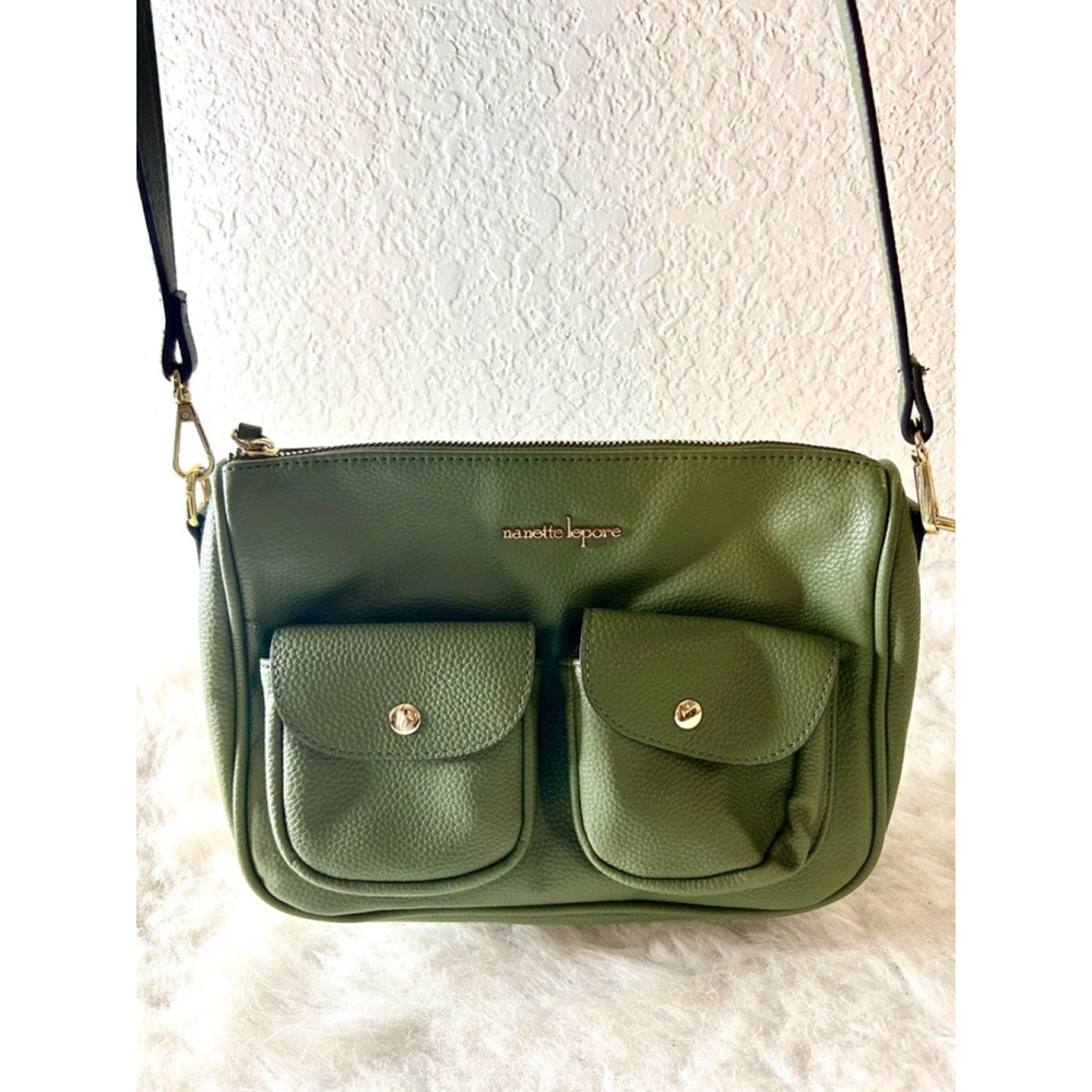 Nanette Lepore Olive Green Crossbody Bag Purse Medium size